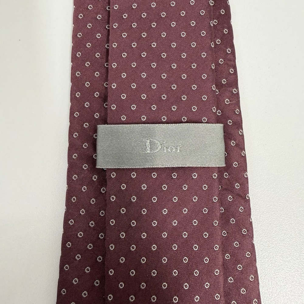 Christian Dior Mens Recent Tie Mauve Polka Dot 100% Silk 3.25" (W) x 58" (L) euc
